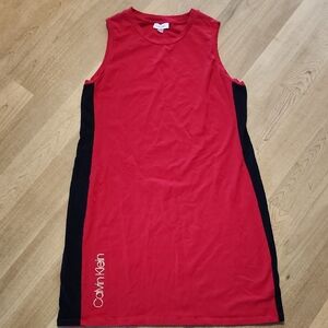 Calvin Klein Red and Black Sleeveless Mini Dress